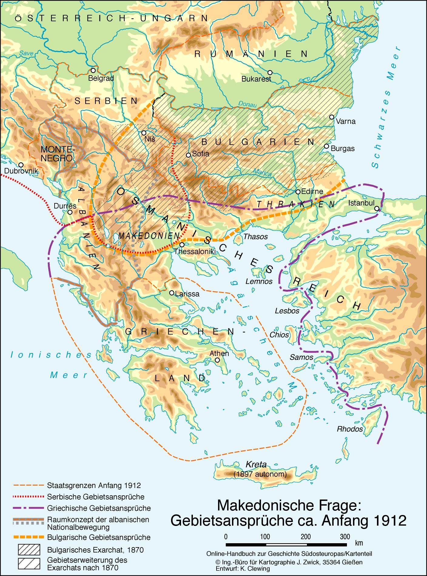 Makedonische Frage: Gebietsansprüche ca. Anfang 1912