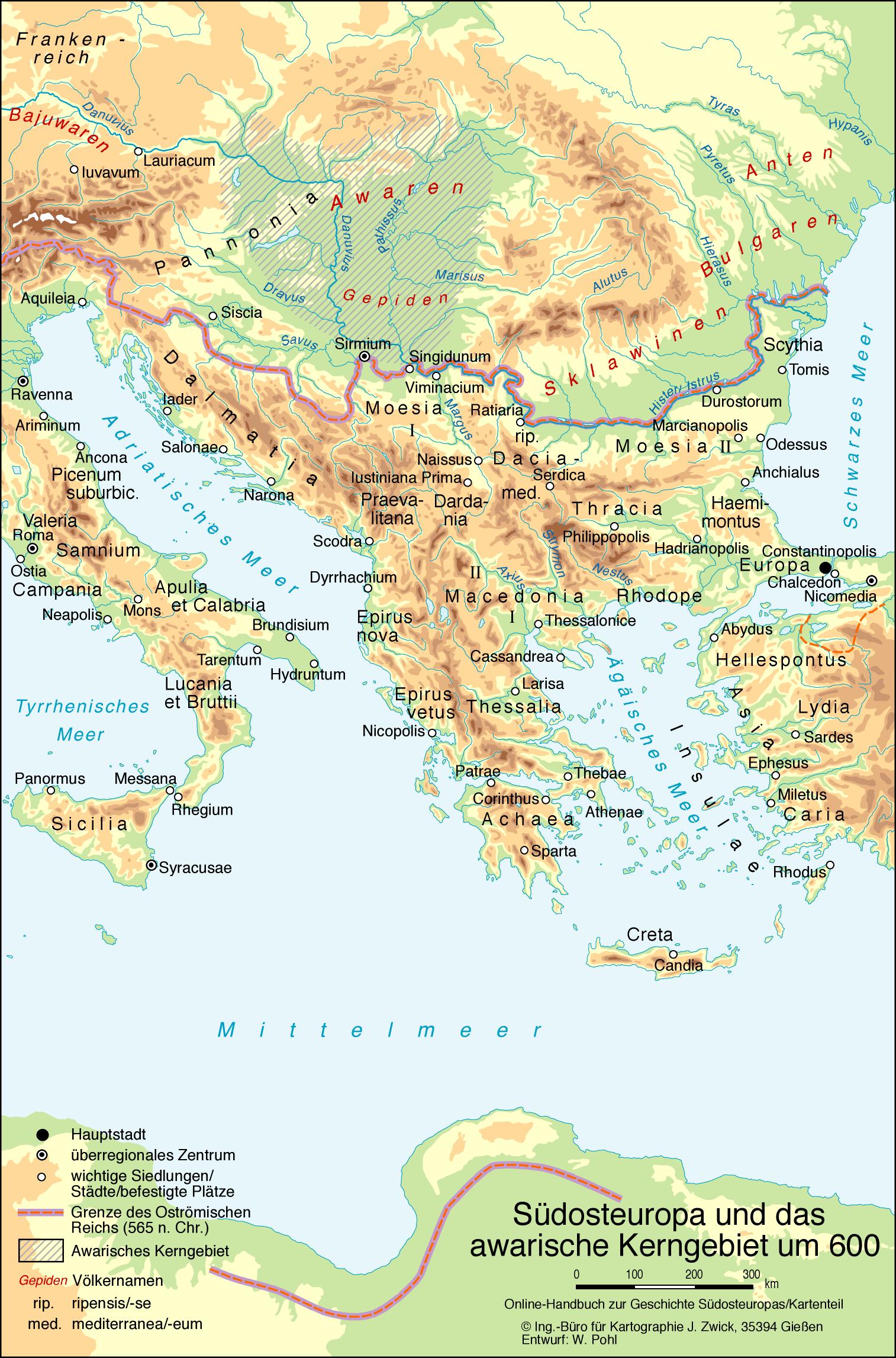 Südosteuropa und das awarische Kerngebiet um 600